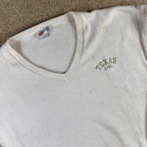 90s Nike Texas A&M Sweater Mens 4XL V Neck College Knit Pullover Casual White